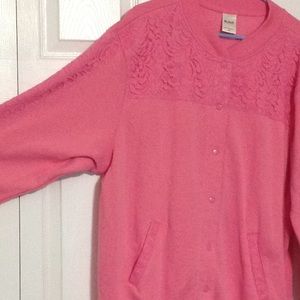 Blair Cardigan Sweatshirt With Accent Lace 2XL